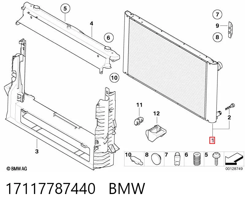 17117787440 BMW Radiador de esfriamento de motor
