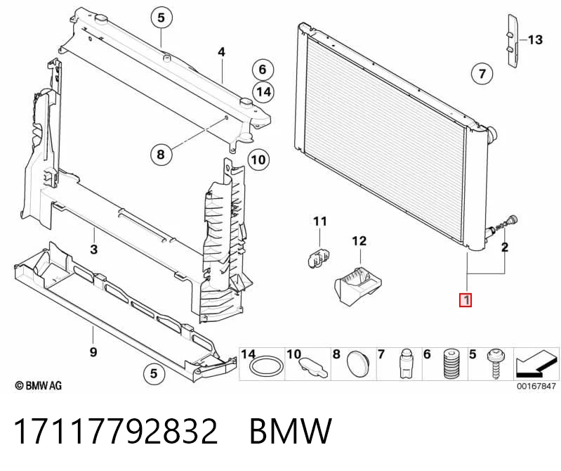 17117792832 BMW Radiador de esfriamento de motor