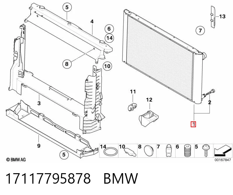 17117795878 BMW Radiador de esfriamento de motor