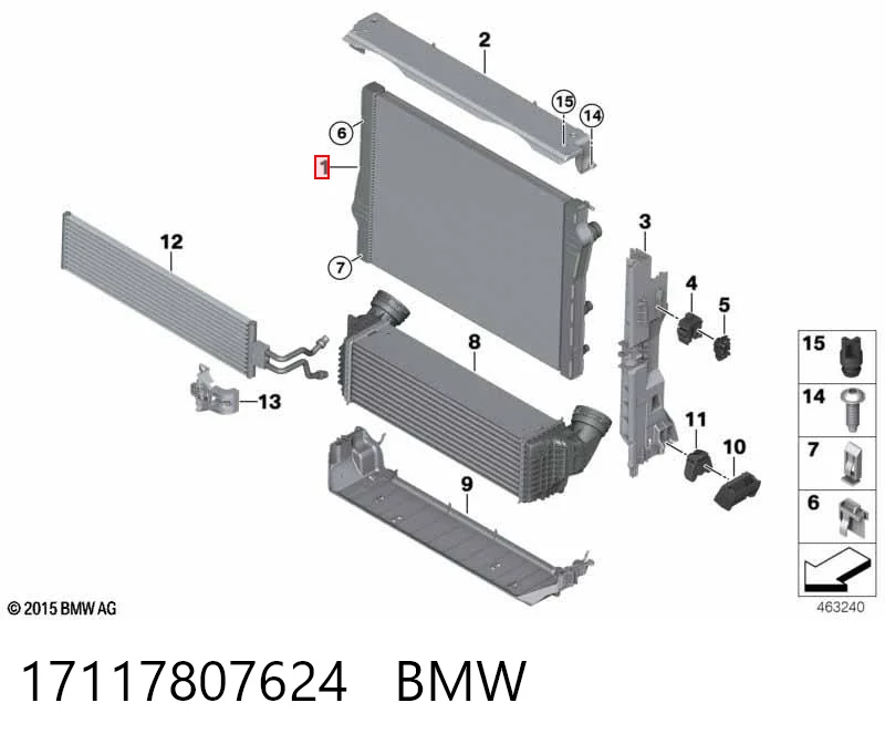 17117807624 BMW Radiador de esfriamento de motor