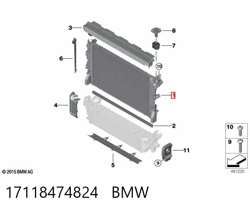 17118474824 BMW Radiador de esfriamento de motor