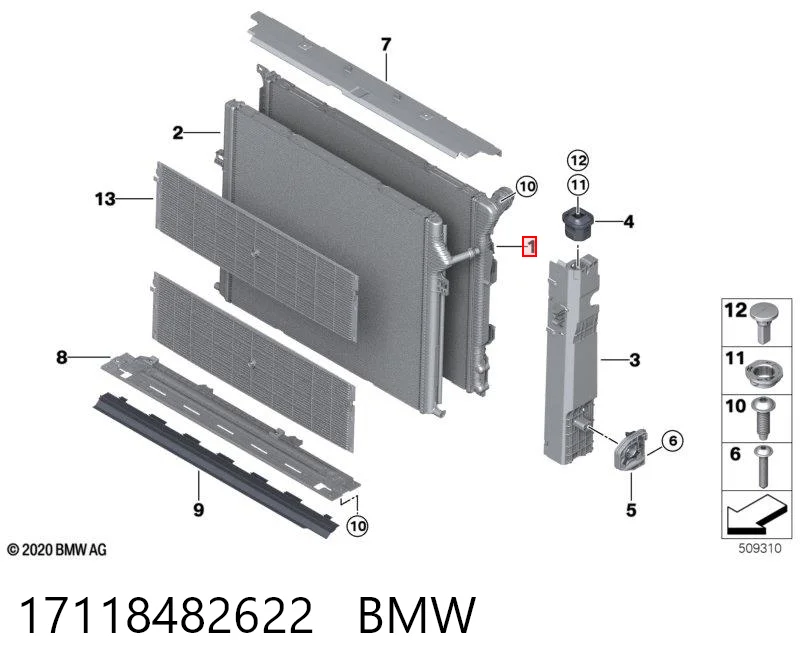 17118482622 BMW Radiador de esfriamento de motor