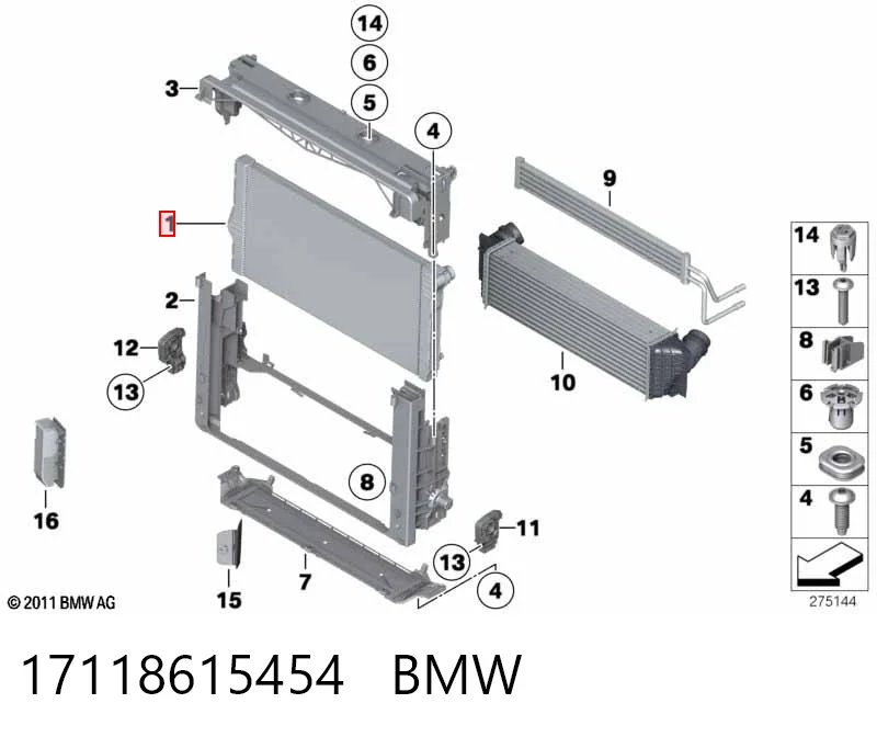 17118615454 BMW Radiador de esfriamento de motor