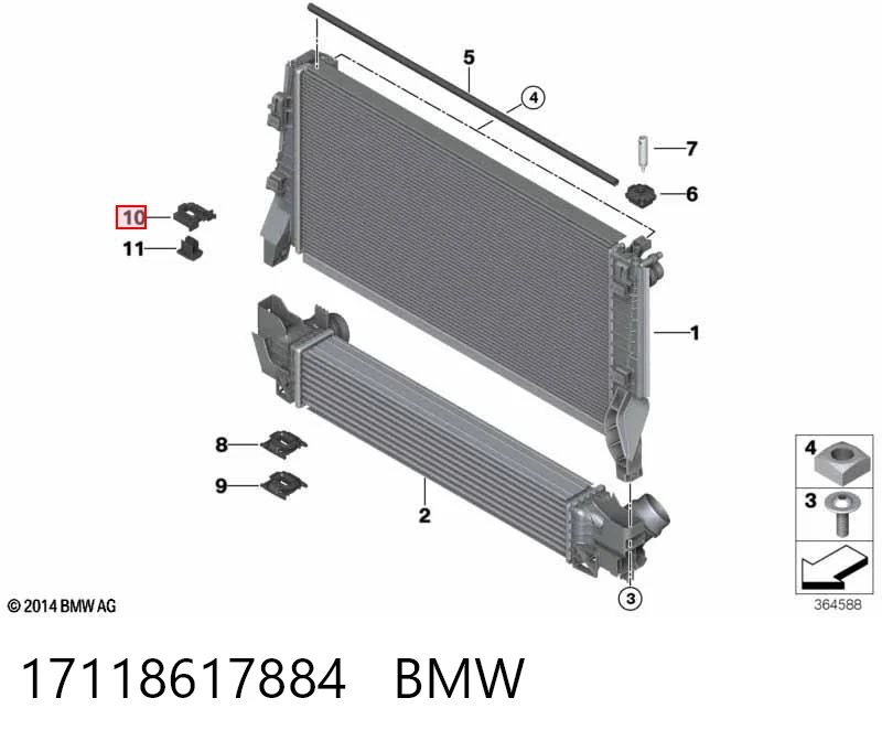 17118617884 BMW Consola superior esquerda do radiador