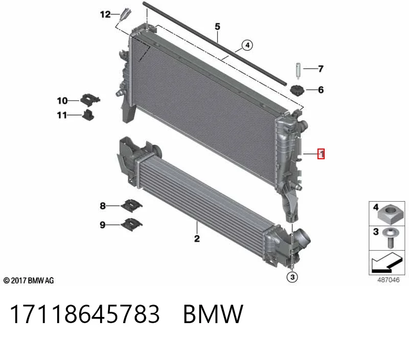 17118645783 BMW Radiador de esfriamento de motor