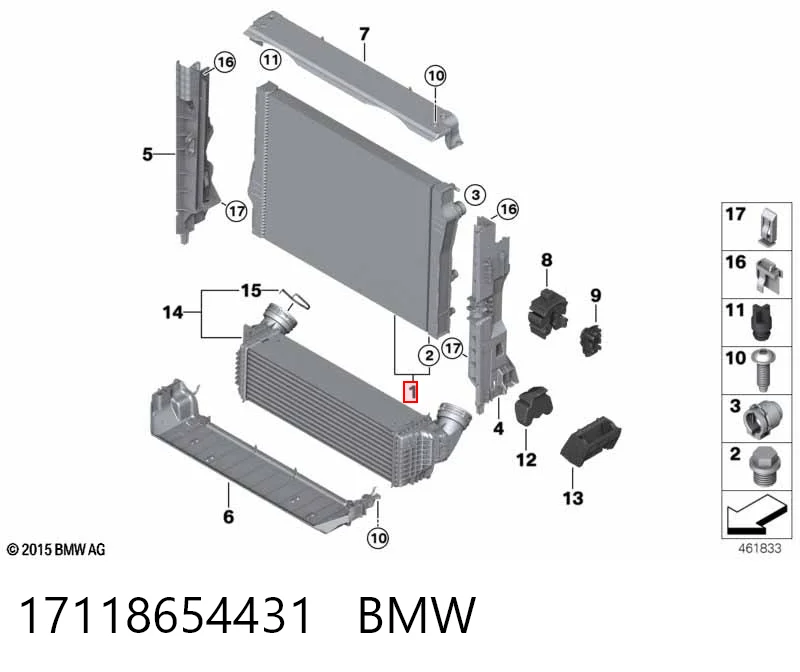 17118654431 BMW Radiador de esfriamento de motor