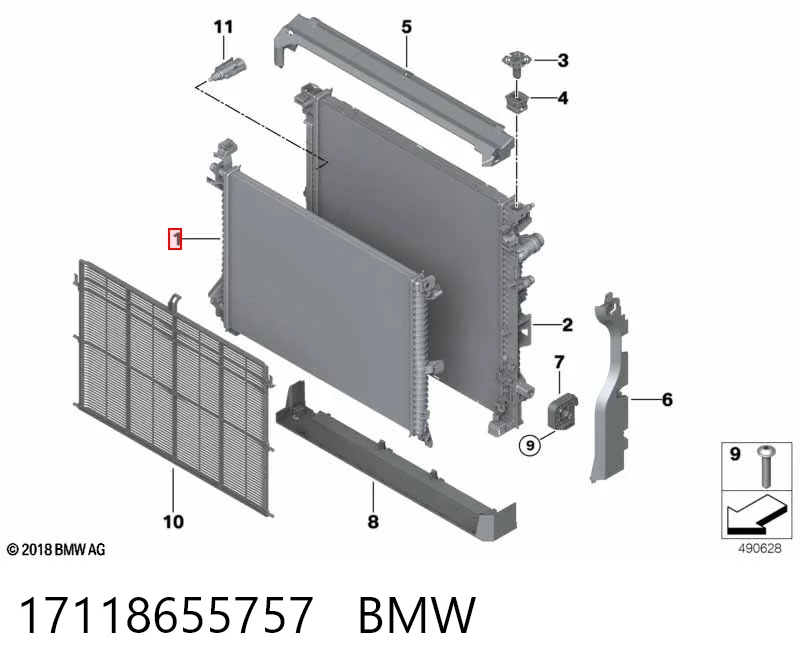 17118655757 BMW Radiador de esfriamento de motor adicional