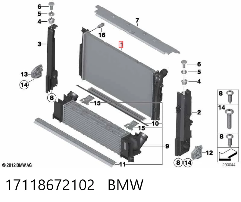 17118672102 BMW Radiador de esfriamento de motor