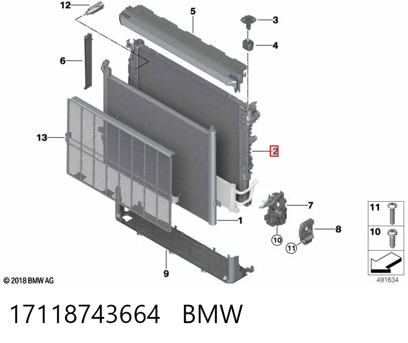 17118743664 BMW Radiador de esfriamento de motor