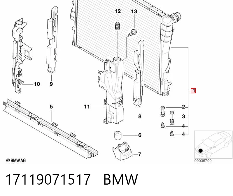 17119071517 BMW Radiador de esfriamento de motor