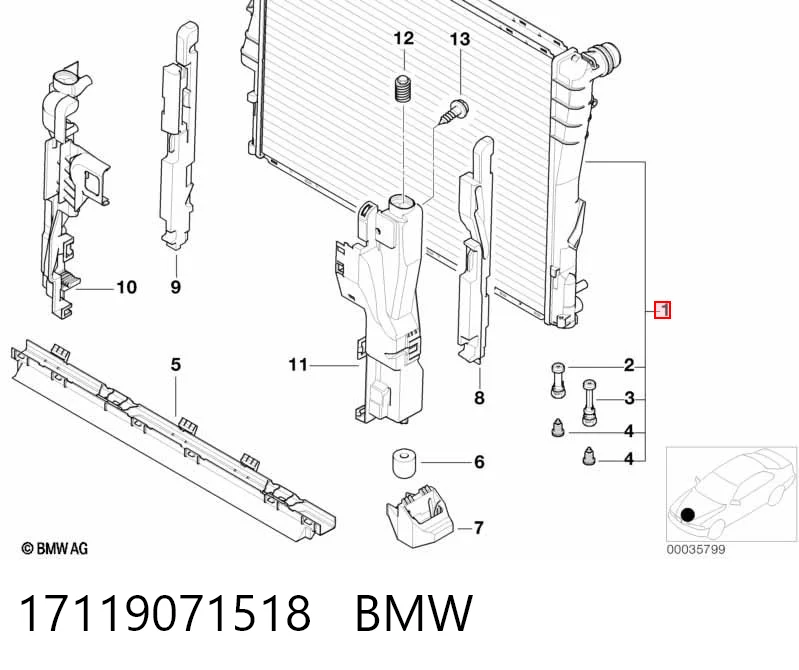 17119071518 BMW Radiador de esfriamento de motor