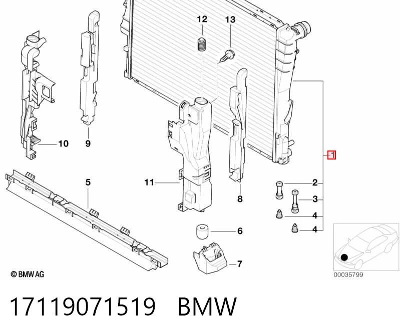 17119071519 BMW Radiador de esfriamento de motor