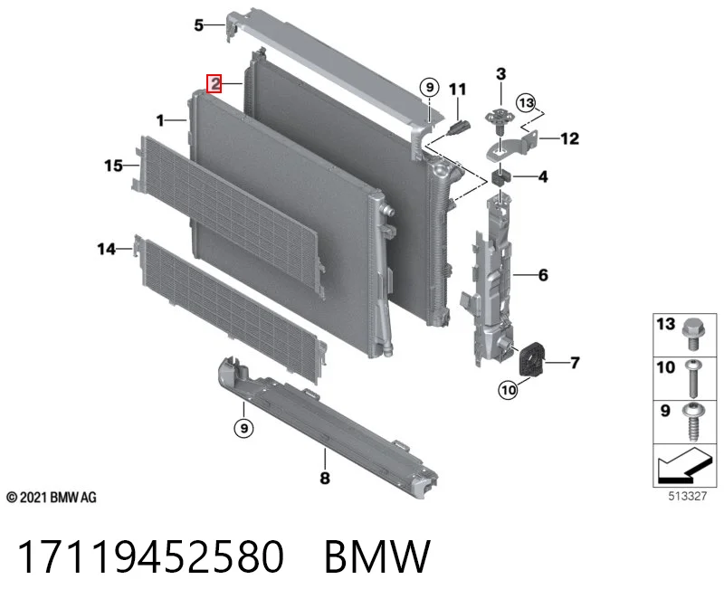 17119452580 BMW Radiador de esfriamento de motor