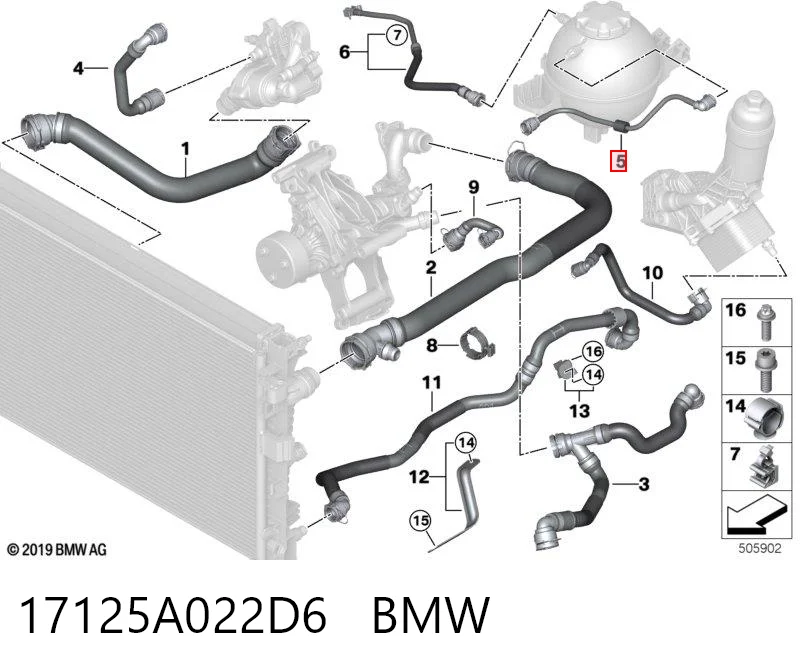 17125A022D6 BMW Mangueira (cano derivado) inferior do radiador de esfriamento