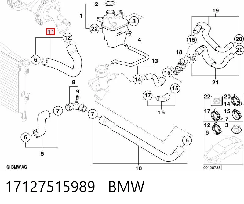 Mangueira (cano derivado) do sistema de esfriamento para Mini Cooper R50, R53