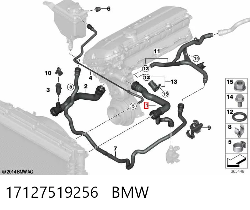 17127519256 BMW Mangueira (cano derivado) do radiador de esfriamento superior