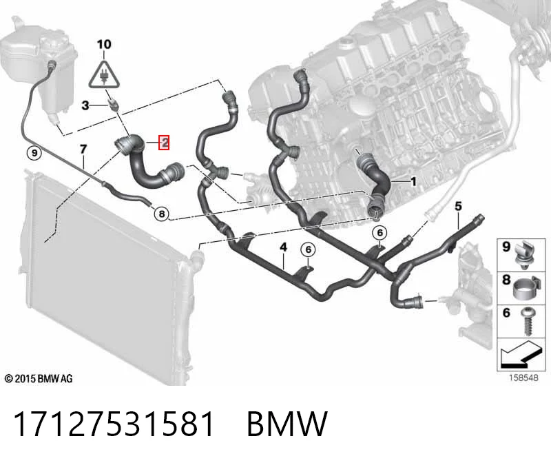 17127531581 BMW Mangueira (cano derivado) inferior do radiador de esfriamento