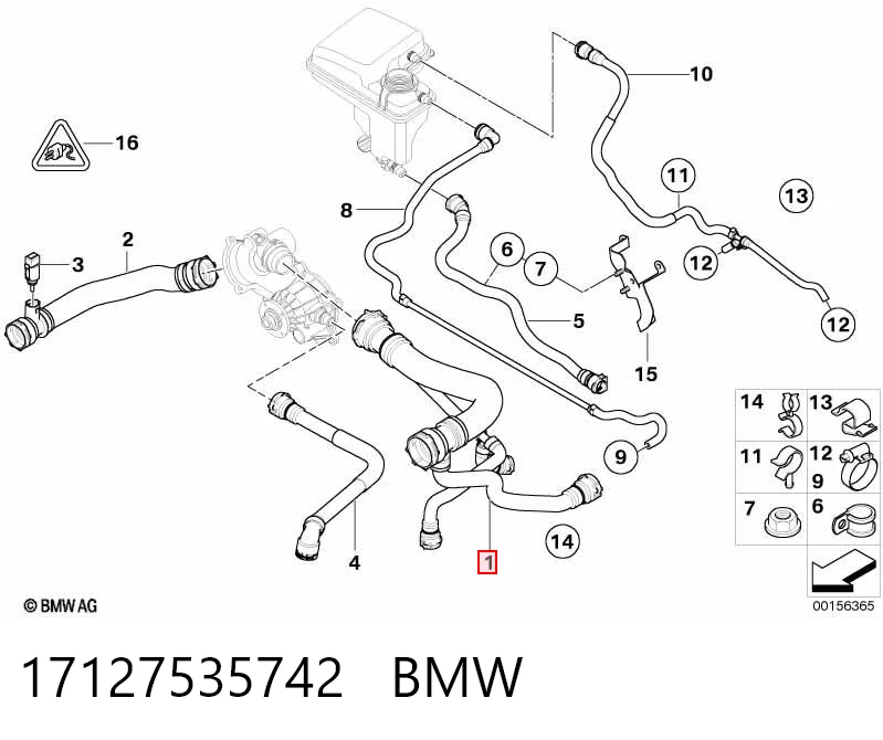 17127535742 BMW Mangueira (cano derivado) do radiador de esfriamento superior