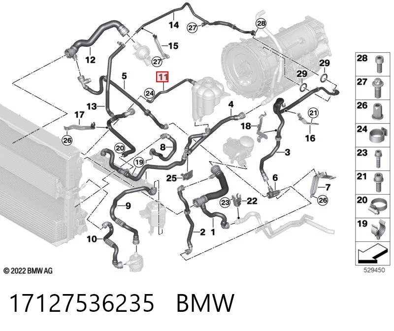 17127536235 BMW Mangueira superior do tanque de expansão