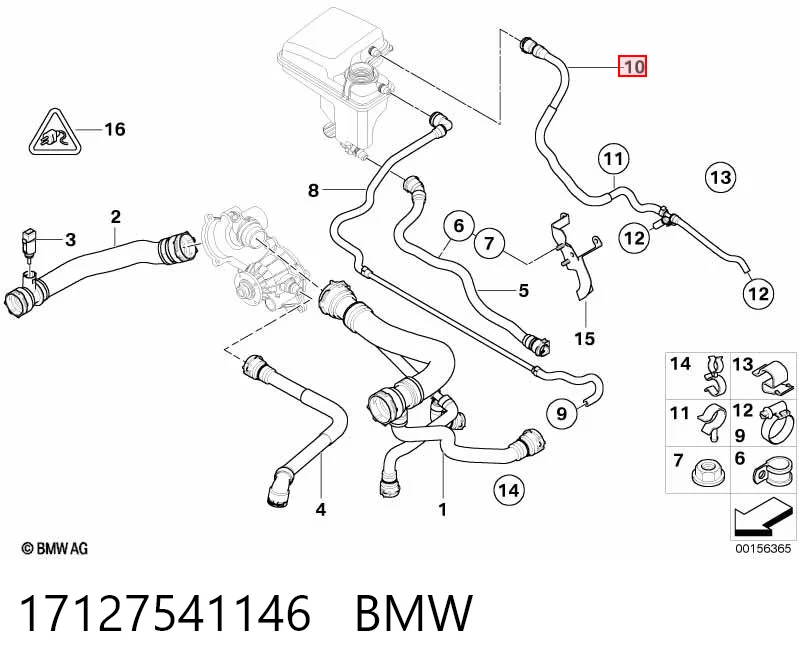 17127541146 BMW Mangueira (cano derivado) do sistema de esfriamento