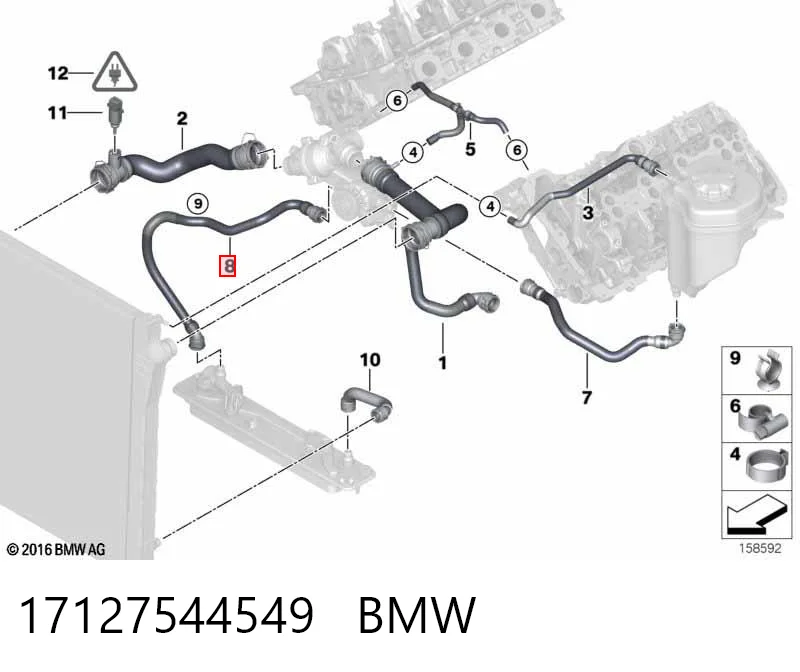17127544549 BMW Mangueira (cano derivado) de esfriamento de trocador de calor de óleo, fornecimento