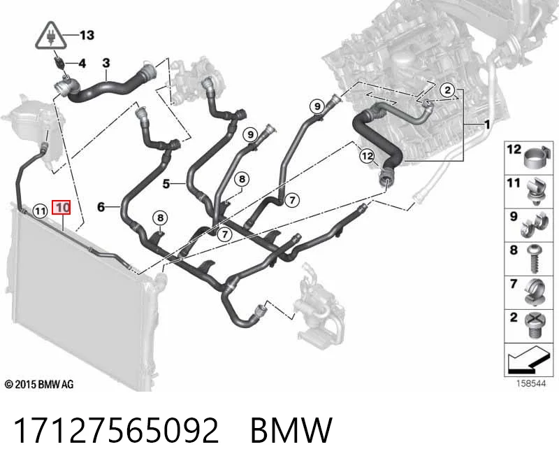 17127565092 BMW Mangueira superior do tanque de expansão