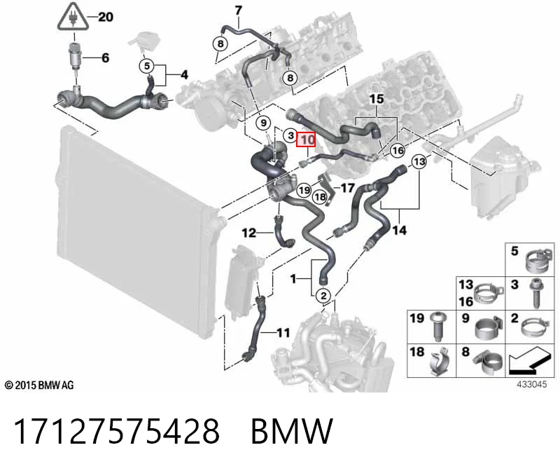 17127575428 BMW Mangueira (cano derivado) do sistema de esfriamento