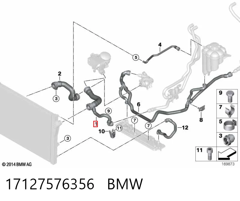 17127576356 BMW Mangueira (cano derivado) do radiador de esfriamento superior