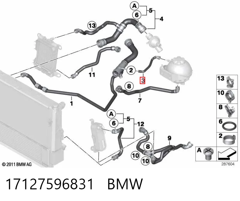 17127596831 BMW Mangueira (cano derivado) de bomba de água de injeção