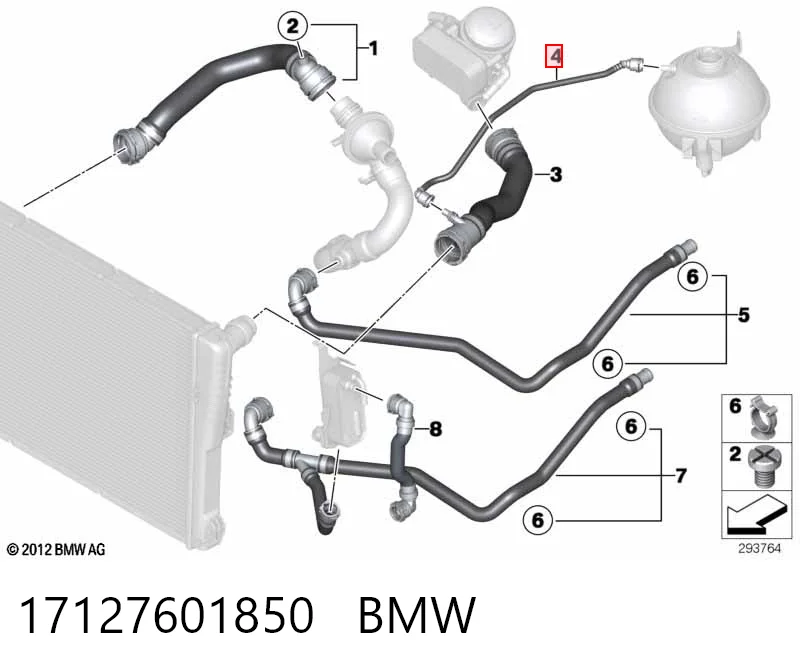 17127601850 BMW Mangueira superior do tanque de expansão