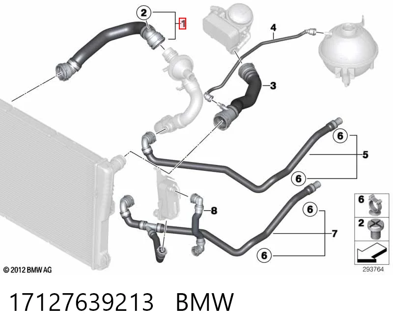 17127639213 BMW Mangueira (cano derivado) inferior do radiador de esfriamento
