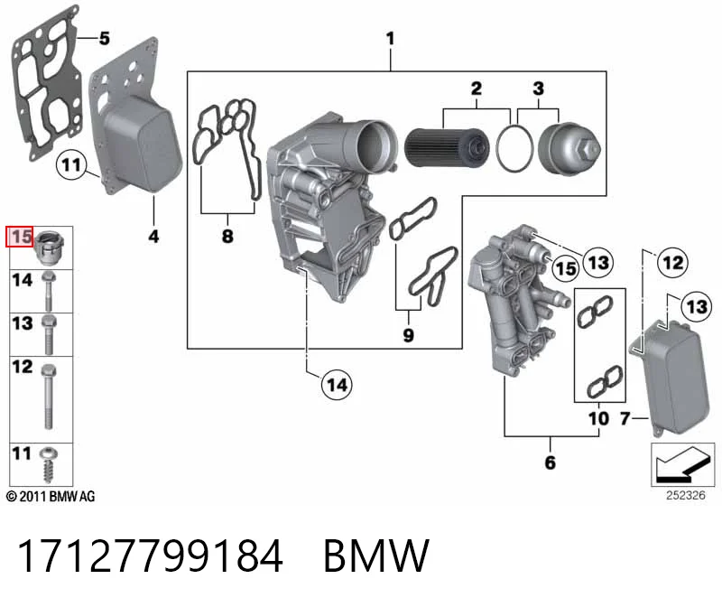 17127799184 BMW Tampão de caixa do filtro de óleo