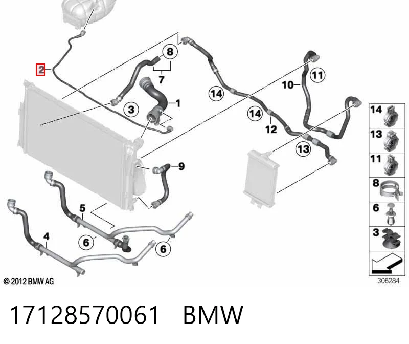 17128570061 BMW Mangueira superior do tanque de expansão