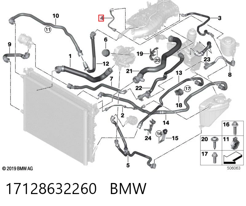 17128632260 BMW Mangueira superior do tanque de expansão
