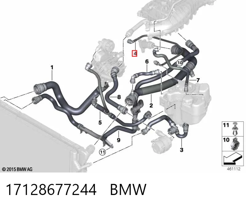 17128677244 BMW Mangueira (cano derivado) do sistema de esfriamento