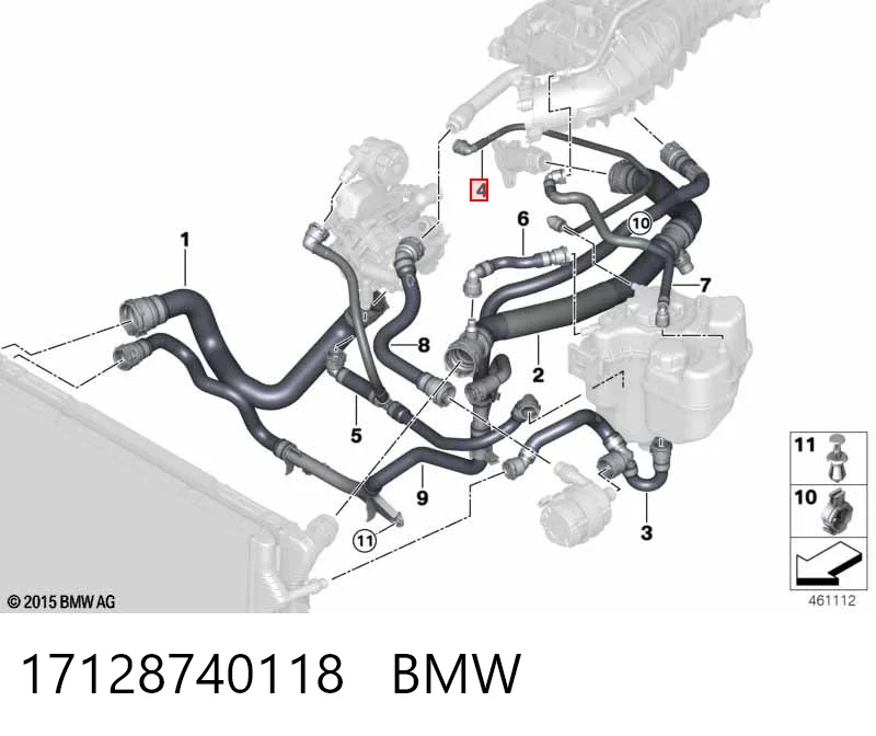 17128740118 BMW Mangueira (cano derivado) do sistema de esfriamento