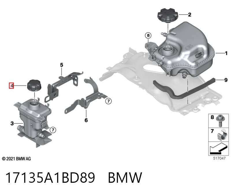 17135A1BD89 BMW Tampa (tampão) do tanque de expansão