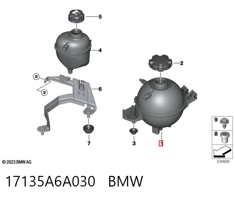 17135A6A030 BMW Tanque de expansão do sistema de esfriamento