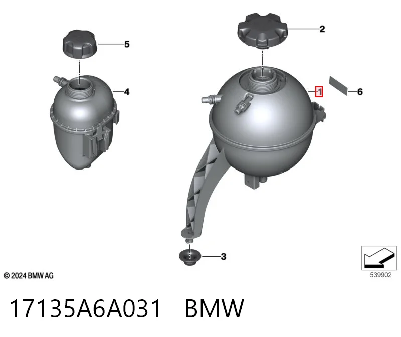 17135A6A031 BMW Tanque de expansão do sistema de esfriamento