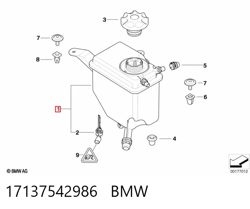 17137542986 BMW Tanque de expansão do sistema de esfriamento