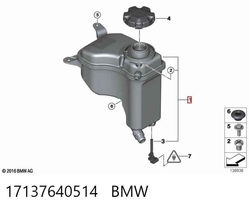 17137640514 BMW Tanque de expansão do sistema de esfriamento