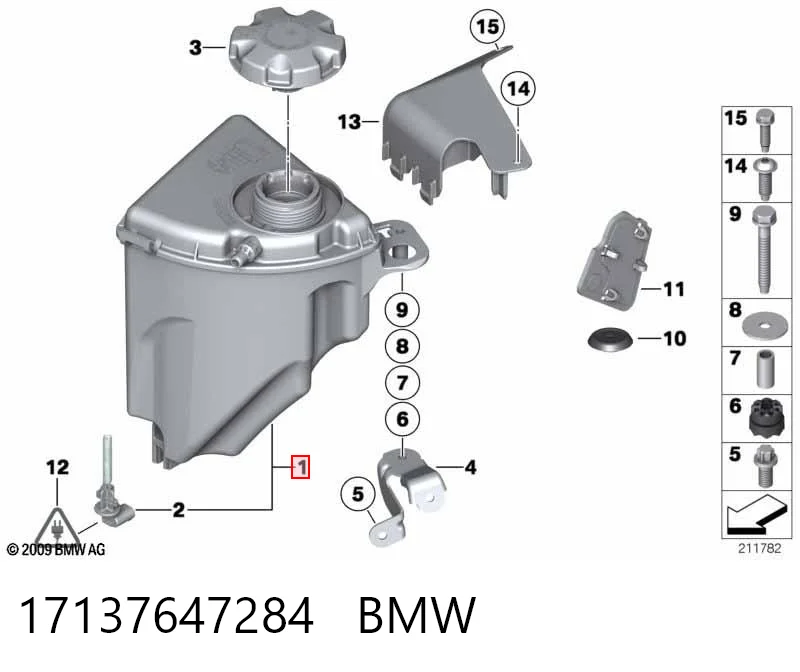 17137647284 BMW Tanque de expansão do sistema de esfriamento