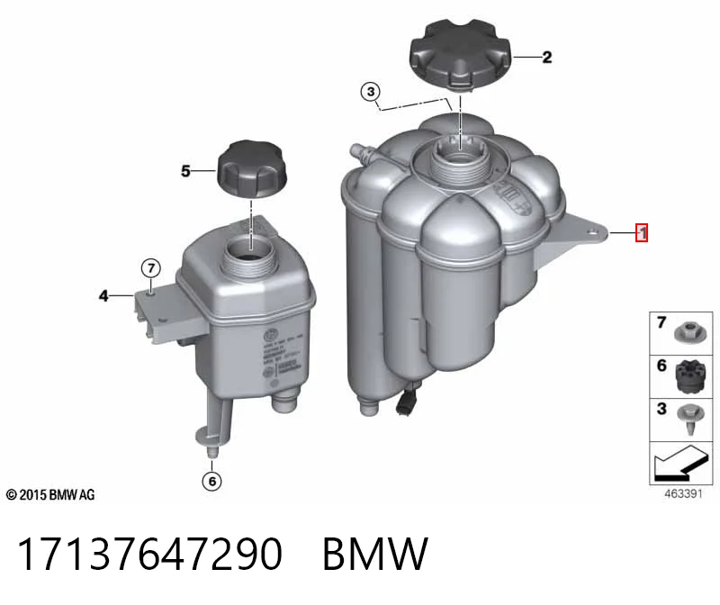 17137647290 BMW Tanque de expansão do sistema de esfriamento