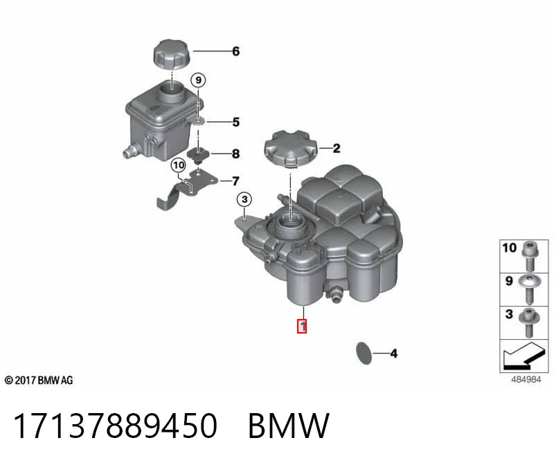 17137889450 BMW Tanque de expansão do sistema de esfriamento