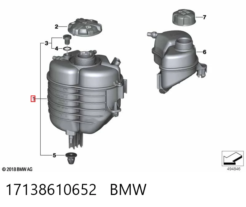 17138610652 BMW Tanque de expansão do sistema de esfriamento