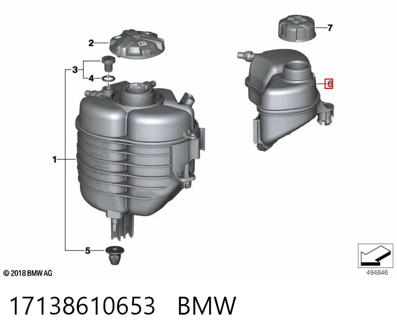 17138610653 BMW Tanque de expansão do sistema de esfriamento