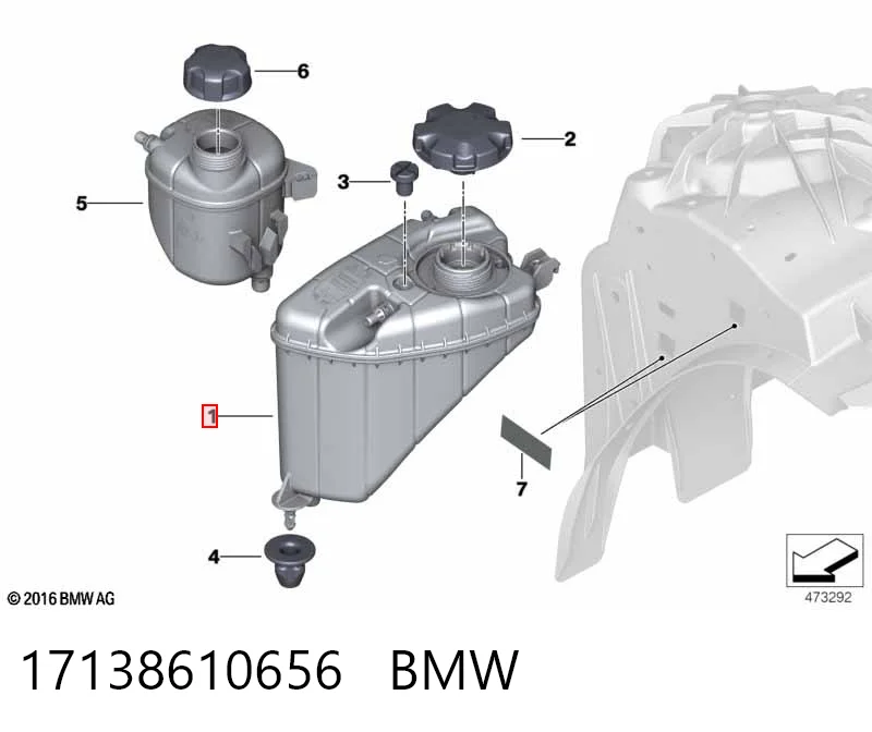 17138610656 BMW Tanque de expansão do sistema de esfriamento