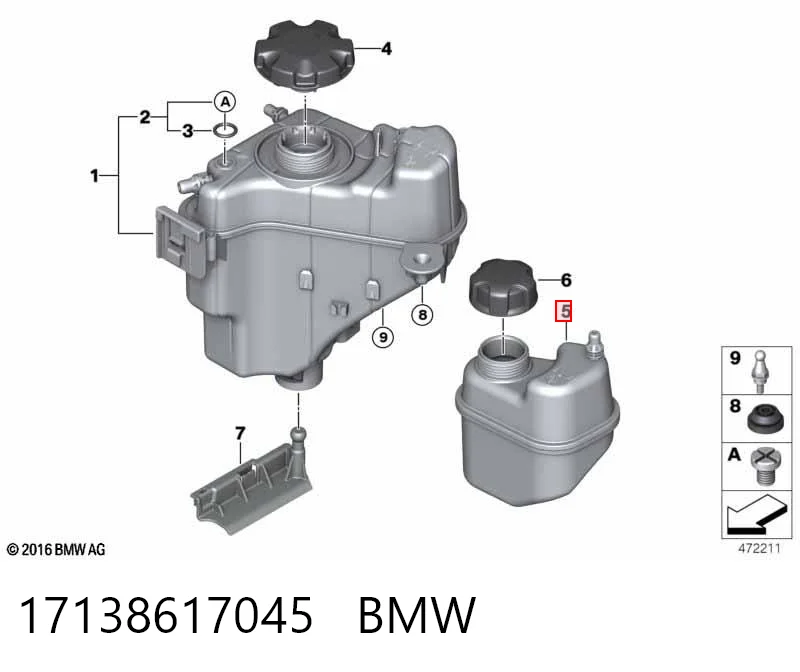 17138617045 BMW Tanque de expansão do sistema de esfriamento