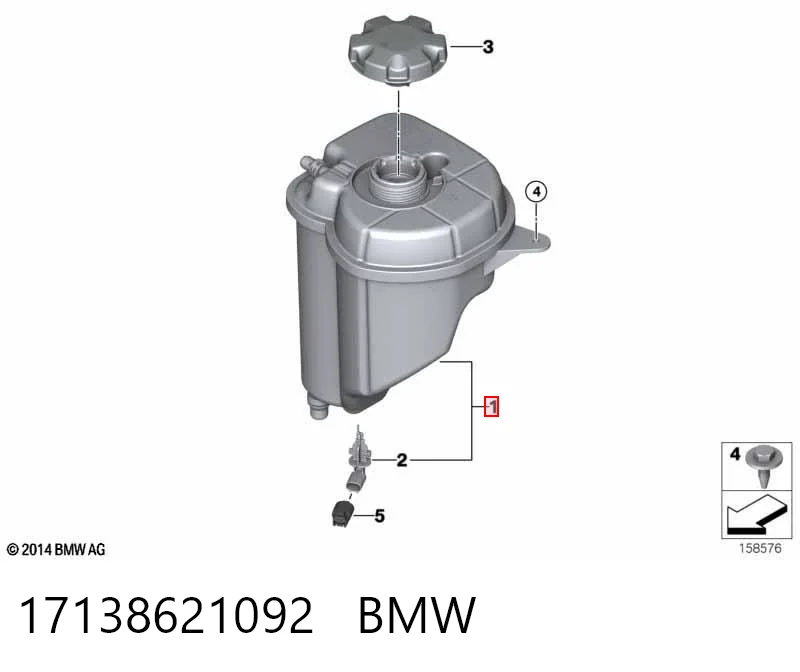 17138621092 BMW Tanque de expansão do sistema de esfriamento