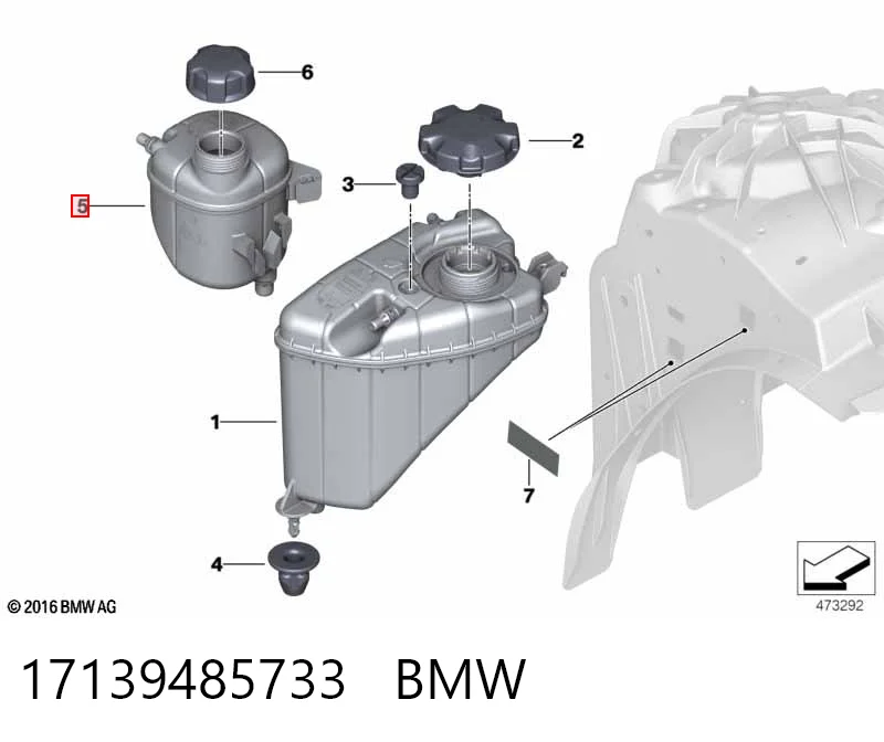 17139485733 BMW Tanque de expansão do sistema de esfriamento
